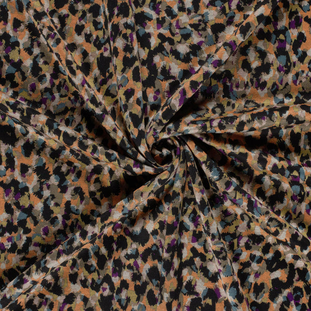 Poly Viscose Jersey fabric Camel discharge printed 