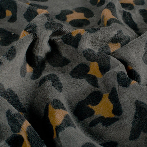 Nicky velours fabric Leopards Dark Grey