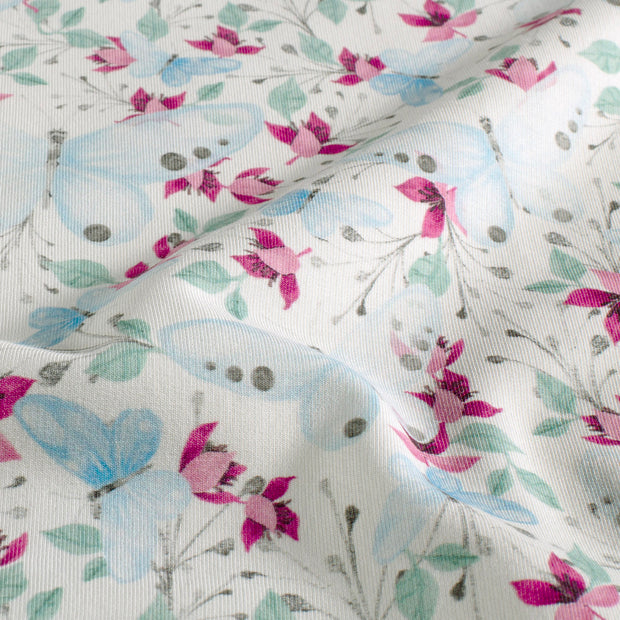 French Terry fabric Butterflies Off White