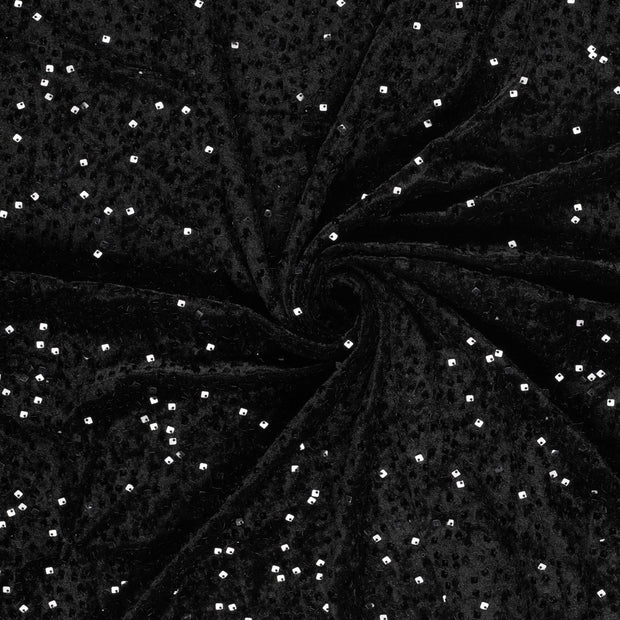 Terciopelo tela Negro Sequins 