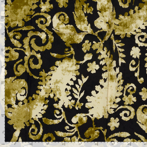 Viscose Twill fabric Abstract Khaki Green