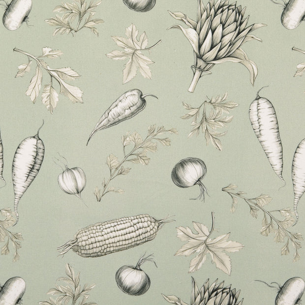 Cretonne fabric Vegetables Dark Mint