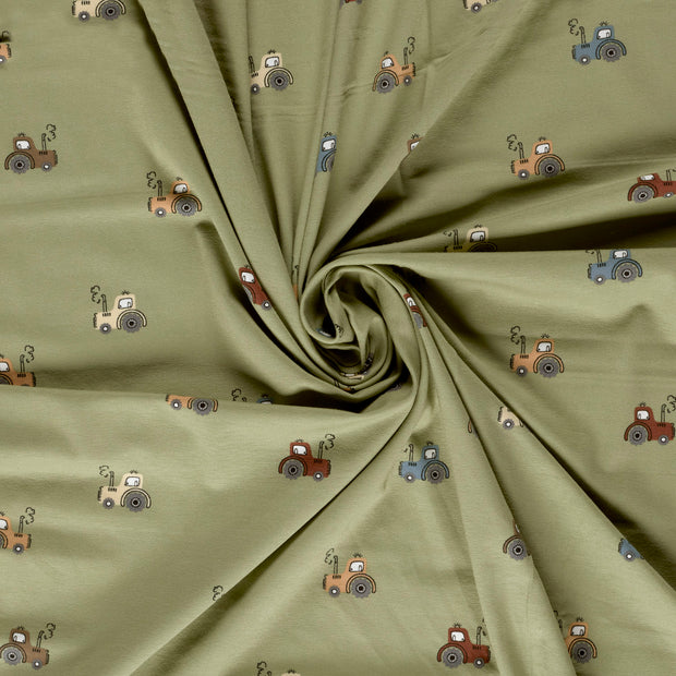 Jersey fabric Olive Green printed 