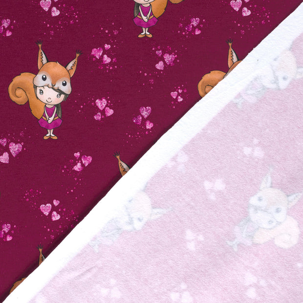 French Terry fabric Hearts brushed and digital printed 