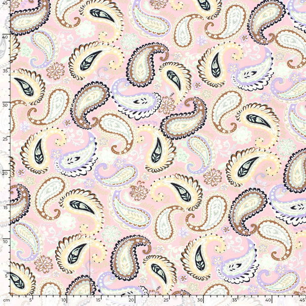Bamboo Poplin fabric Paisley Light Pink