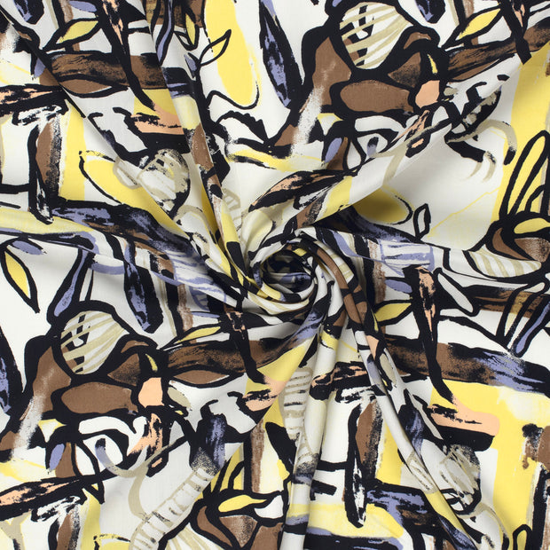 Viscose Poplin fabric Light Yellow printed 