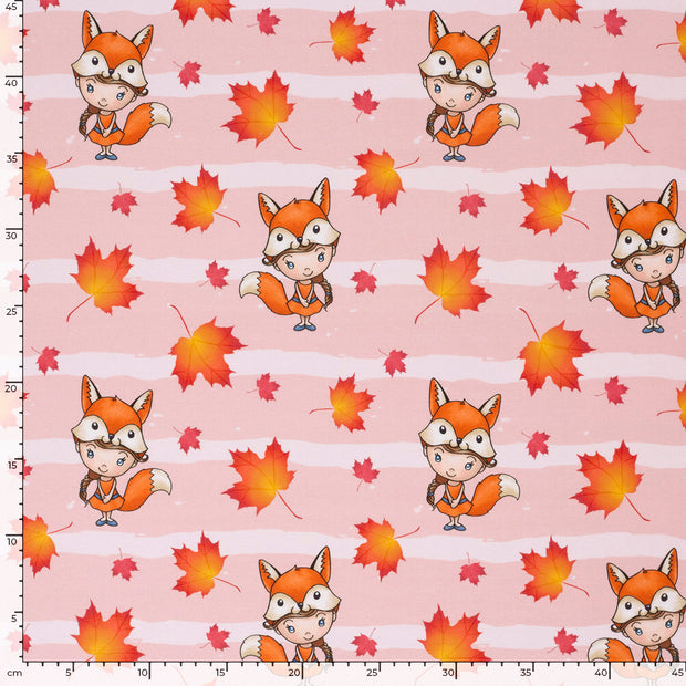 French Terry fabric Flowers Light Pink