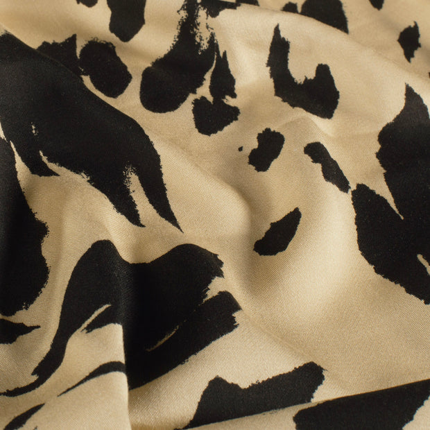 Viscose Satin fabric Abstract Beige