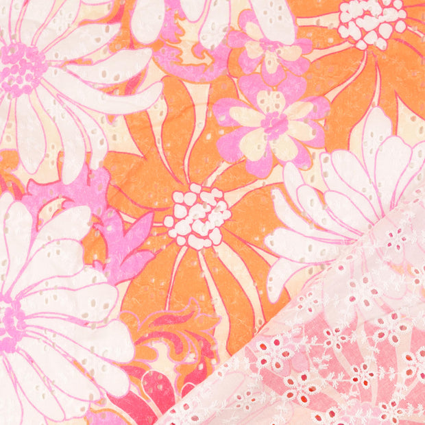  tissu fleurs brodé 
