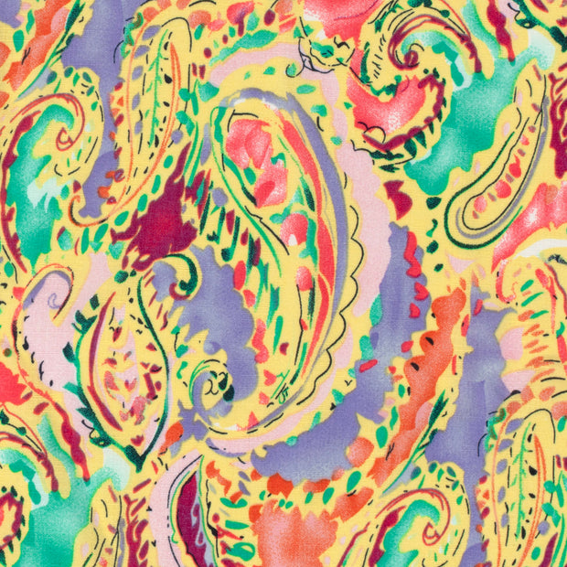 Polyester Bubble fabric Paisley Light Yellow