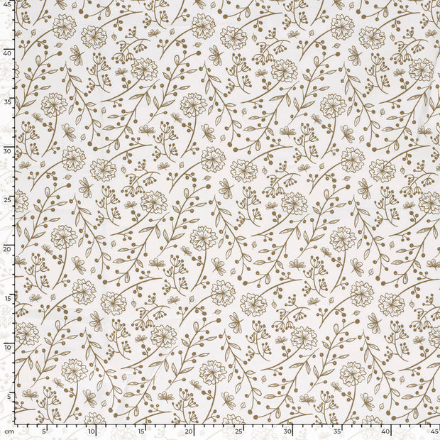 Jersey fabric Flowers Off White