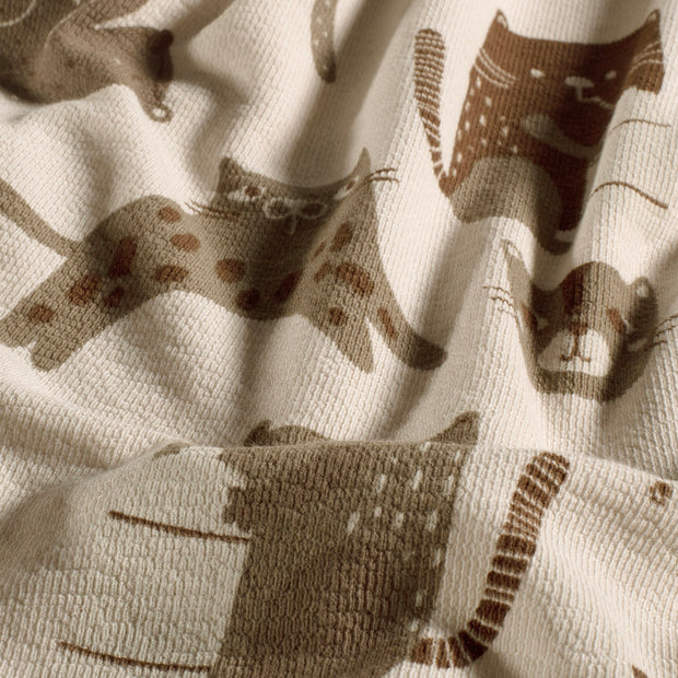 Terry Crêpe tissu chats Beige