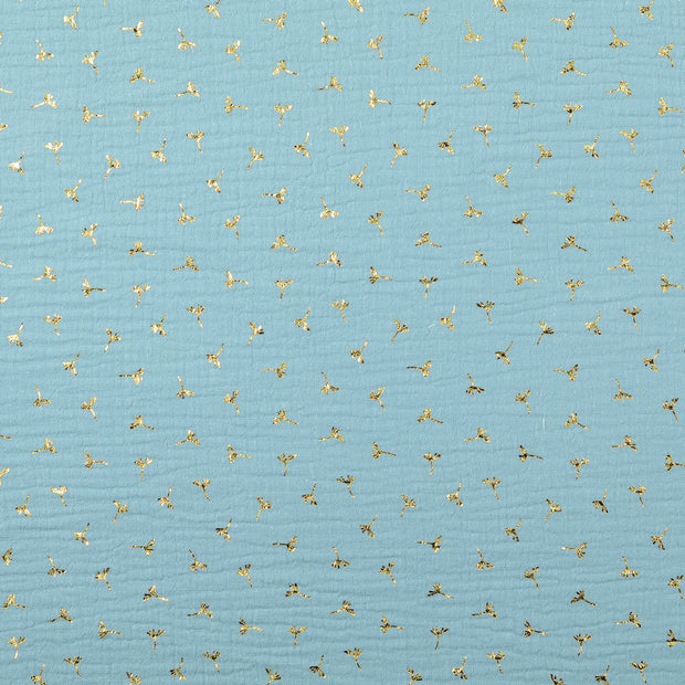 Muslin fabric Dandelions Turquoise