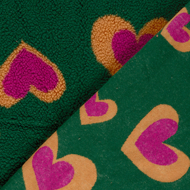 Sherpa Fleece fabric Hearts printed 