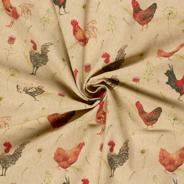 Linen Look fabric Beige digital printed 