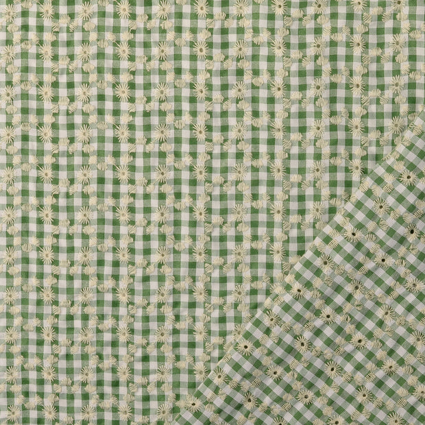 Lace fabric Olive Green embroidered 
