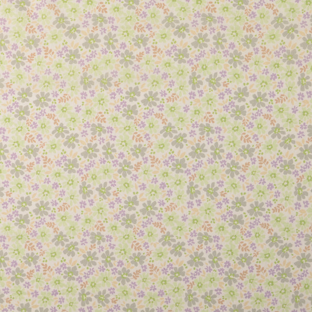 Voile fabric Flowers Green