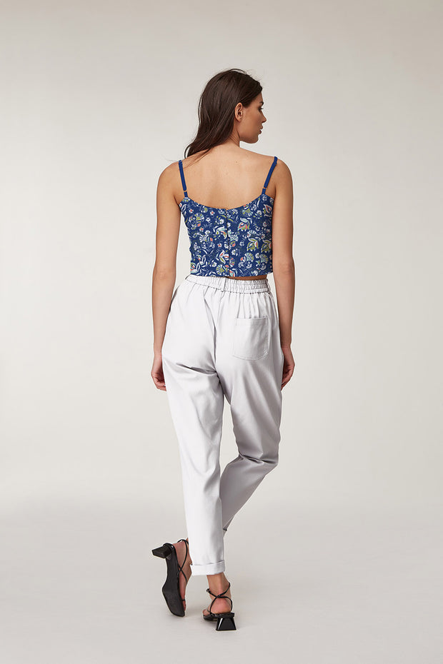 Viscose Poplin stof Bloemen Kobalt