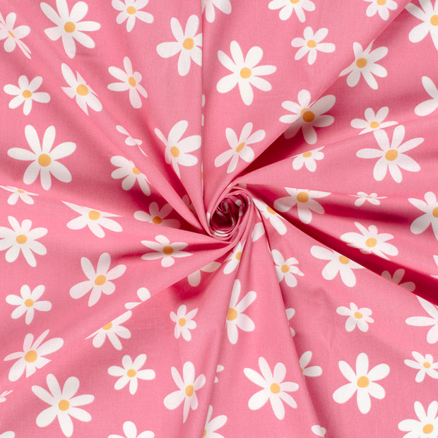 Popeline de Coton tissu Rose imprimé 