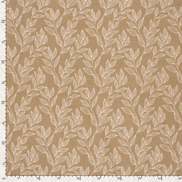 Muslin fabric Leaves Beige