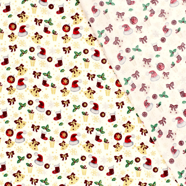 Cotton Poplin fabric Ornaments printed and foil 