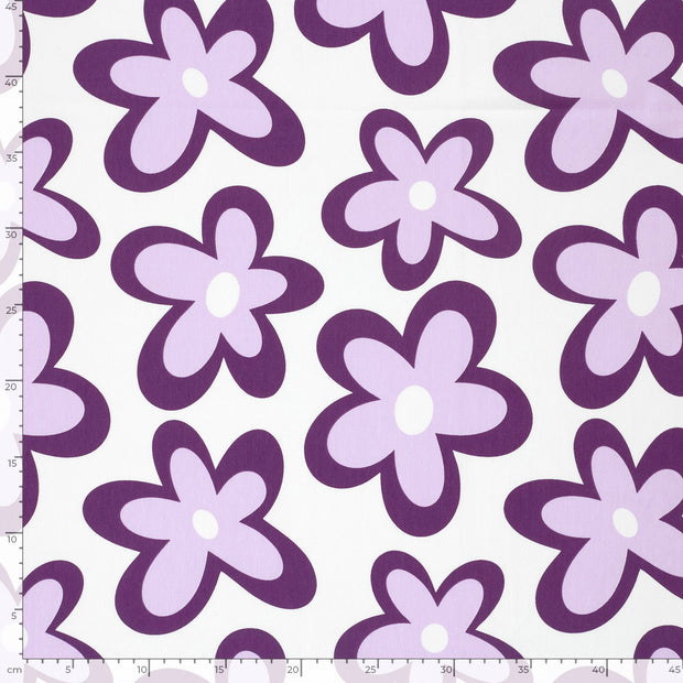 Jersey fabric Flowers Off White