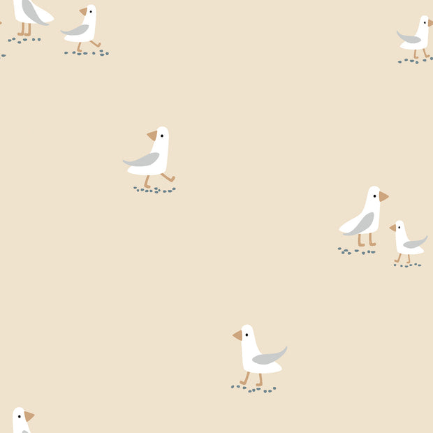 Jersey fabric Birds Beige