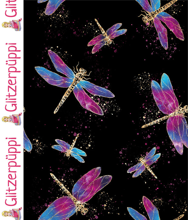 Jogging fabric Dragonflies Black