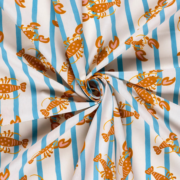 Cotton Poplin fabric Off White printed 