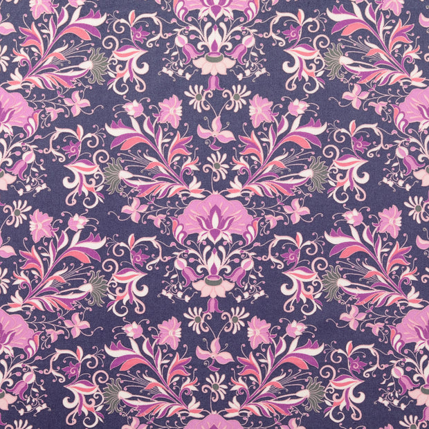 Cretonne fabric Flowers Mauve