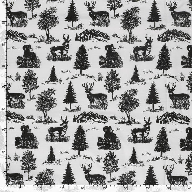 Jersey fabric Deer Off White