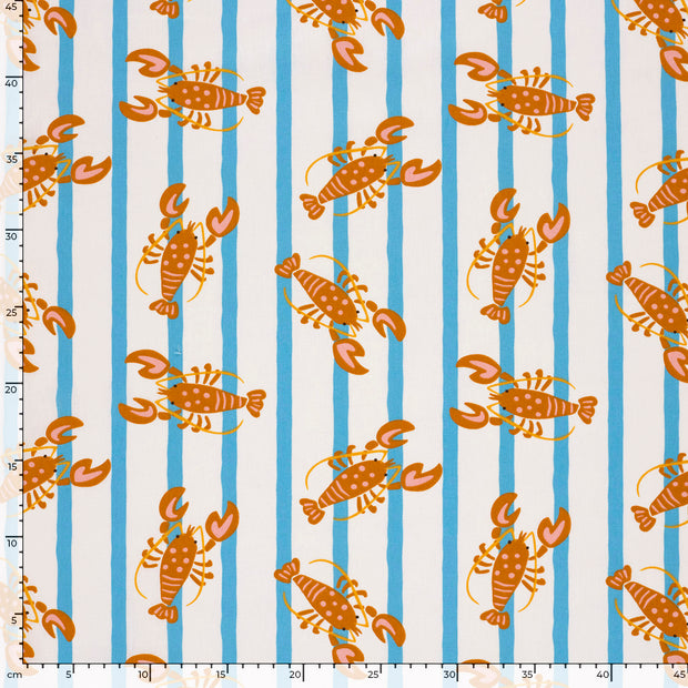 Cotton Poplin fabric Animals Off White