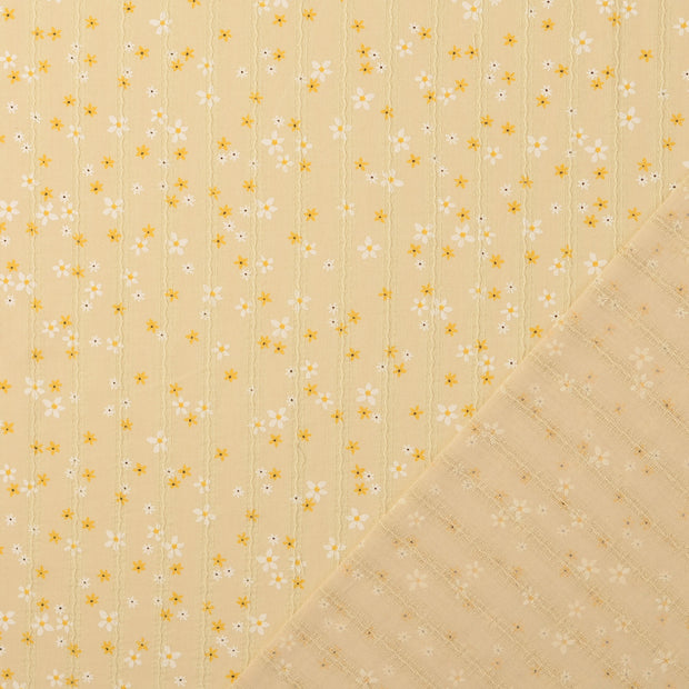 Voile fabric Yellow digital printed 