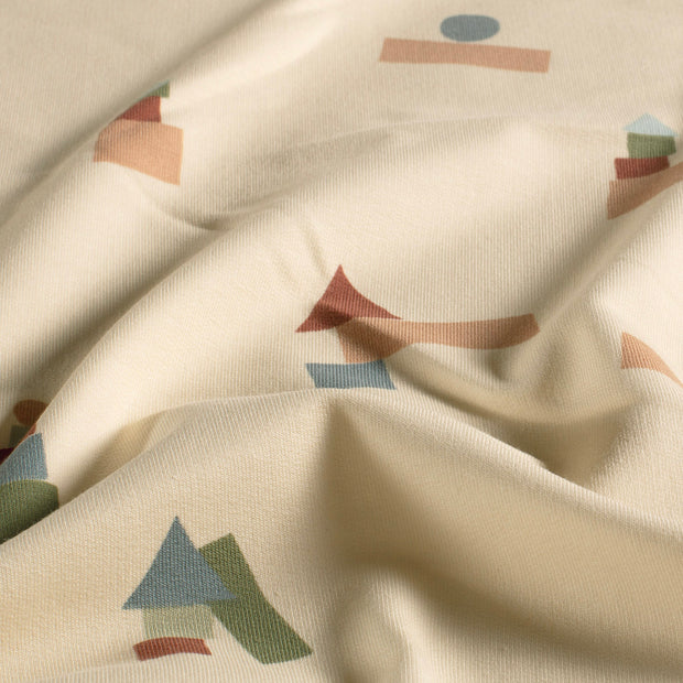 French Terry fabric Blocks Beige