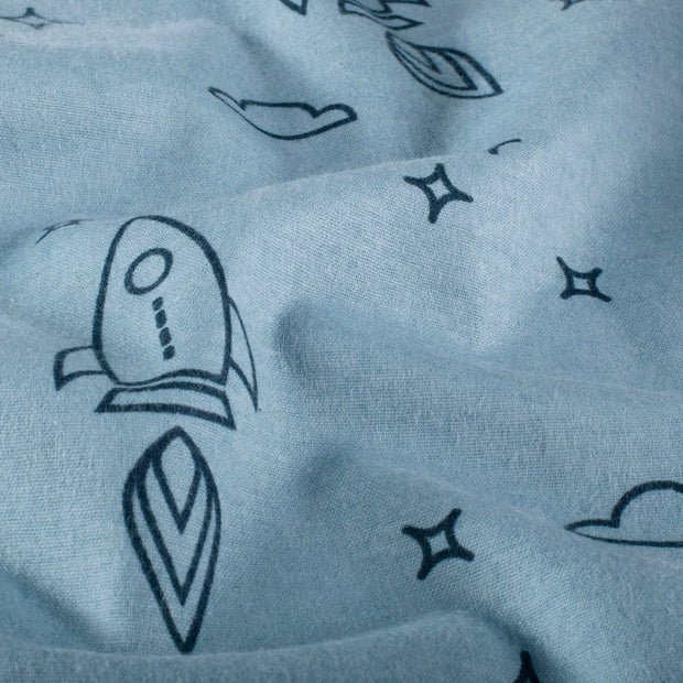 Flannel fabric Rockets Baby Blue