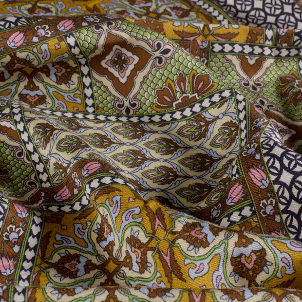 Viscose Satin fabric Abstract Khaki Green
