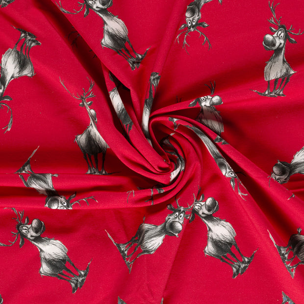 French Terry fabric Red printed 