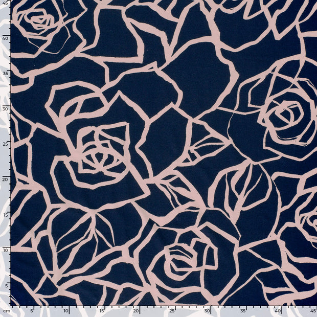 Viscose Vortex Jersey fabric Abstract Navy