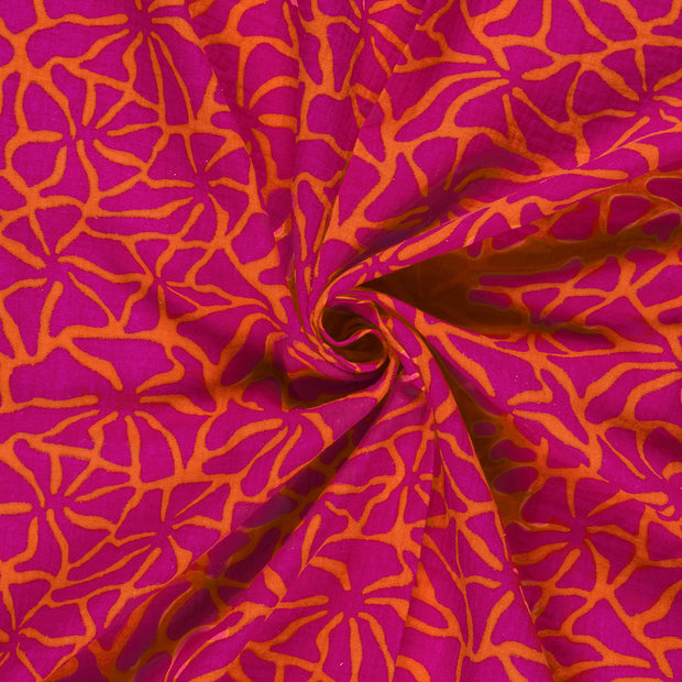 Muslin fabric Orange printed 