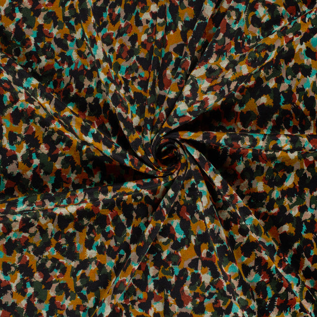 Poly Viscose Jersey fabric Dark Green discharge printed 