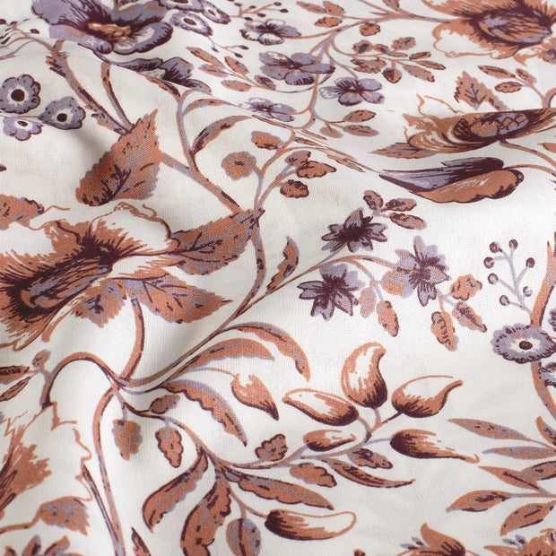 Cotton Poplin fabric Flowers Off White