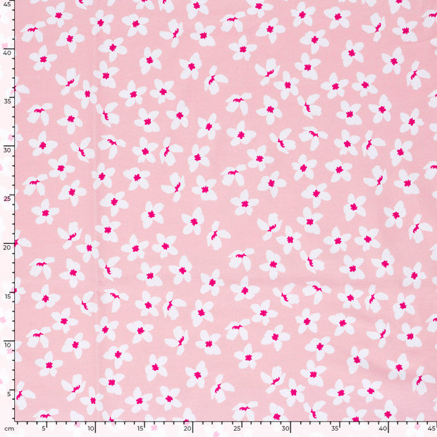 French Terry fabric Flowers Pink