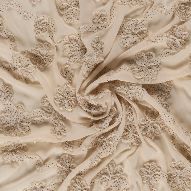 Chiffon fabrik Beige mit Applikation 