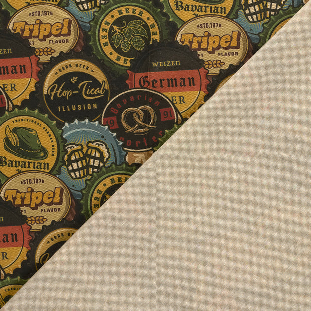 Linen Look fabric Bottles digital printed 