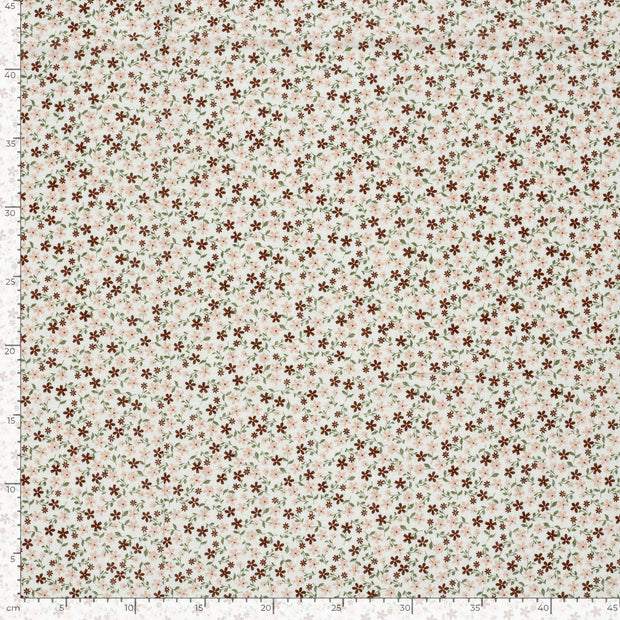 Muslin fabric Flowers Off White