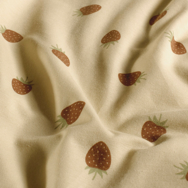 Jersey tissu fraises Beige