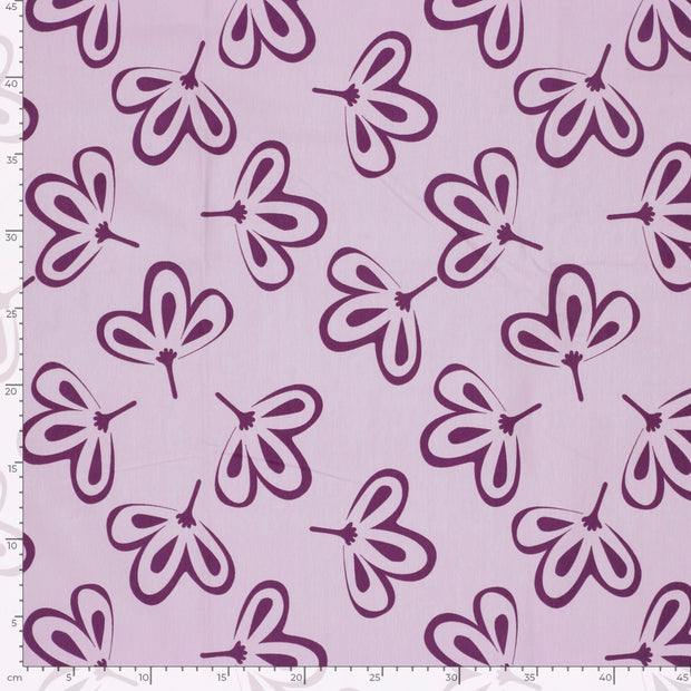 Jersey fabric Flowers Lila