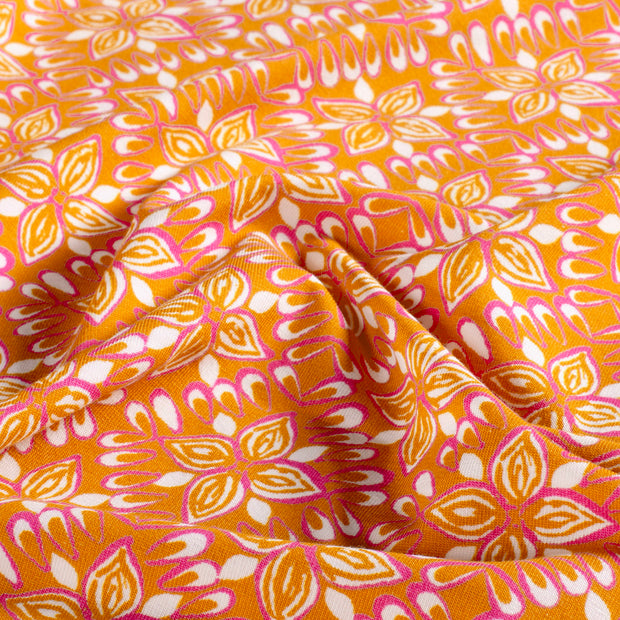 Jersey fabric Flowers Oker