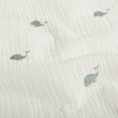 Muslin dyed and printed Whales Off White