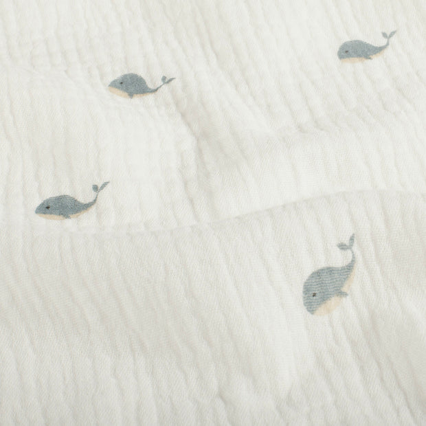Muslin fabric Whales Off White